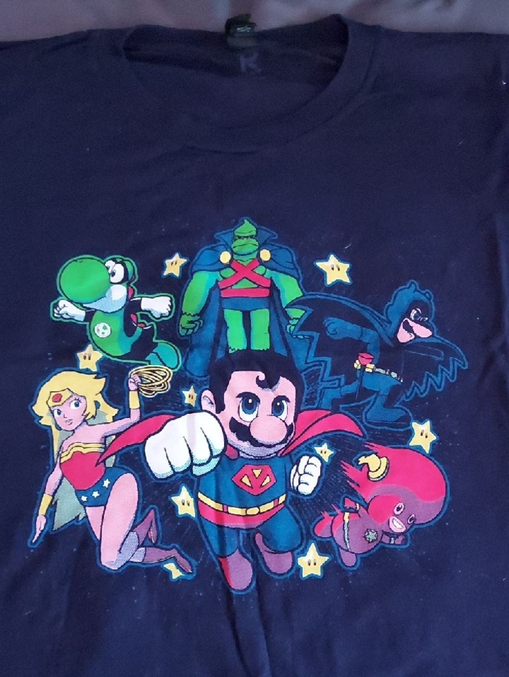 Navy Blue Super MARIO hero Mashup Graphic Tee